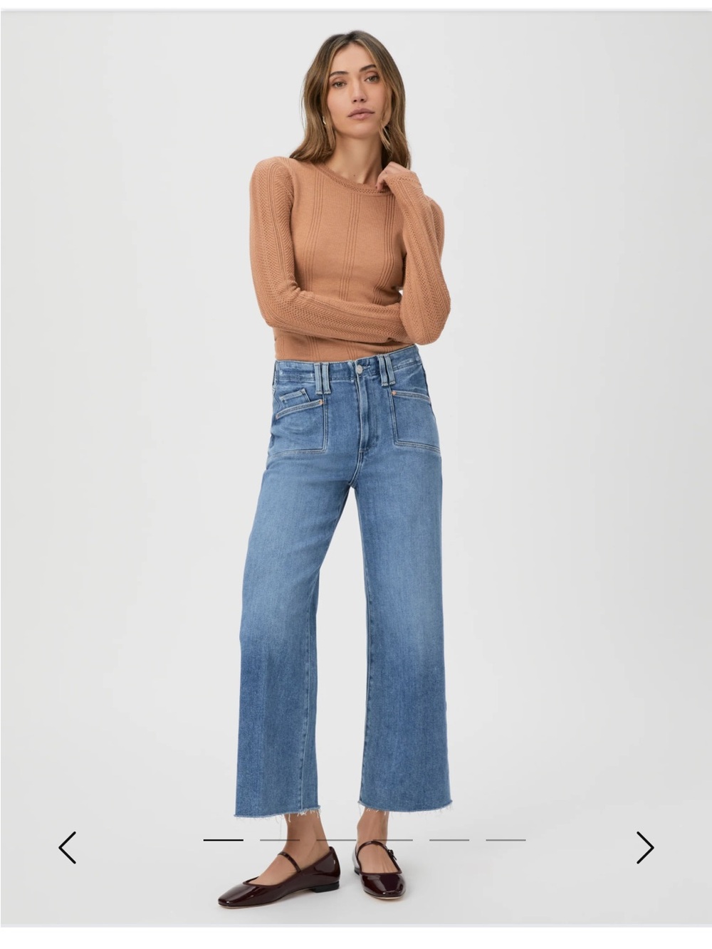 PAIGE Anessa Wide Leg Jeans in Light Blue Denim - Picture 8 of 8